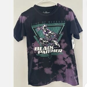 Marvel Black Panther Logo Tie-Dye Men's Black and Purple Shirt NWT Sz 2 XL